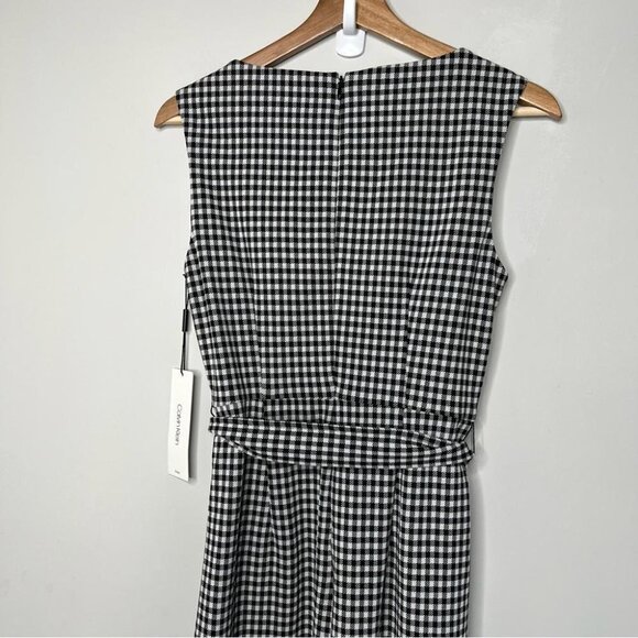 Calvin Klein Womens Size 4 Cropped Sleeveless Jumpsuit Black Gingham NEW Stretch - Picture 10 of 15